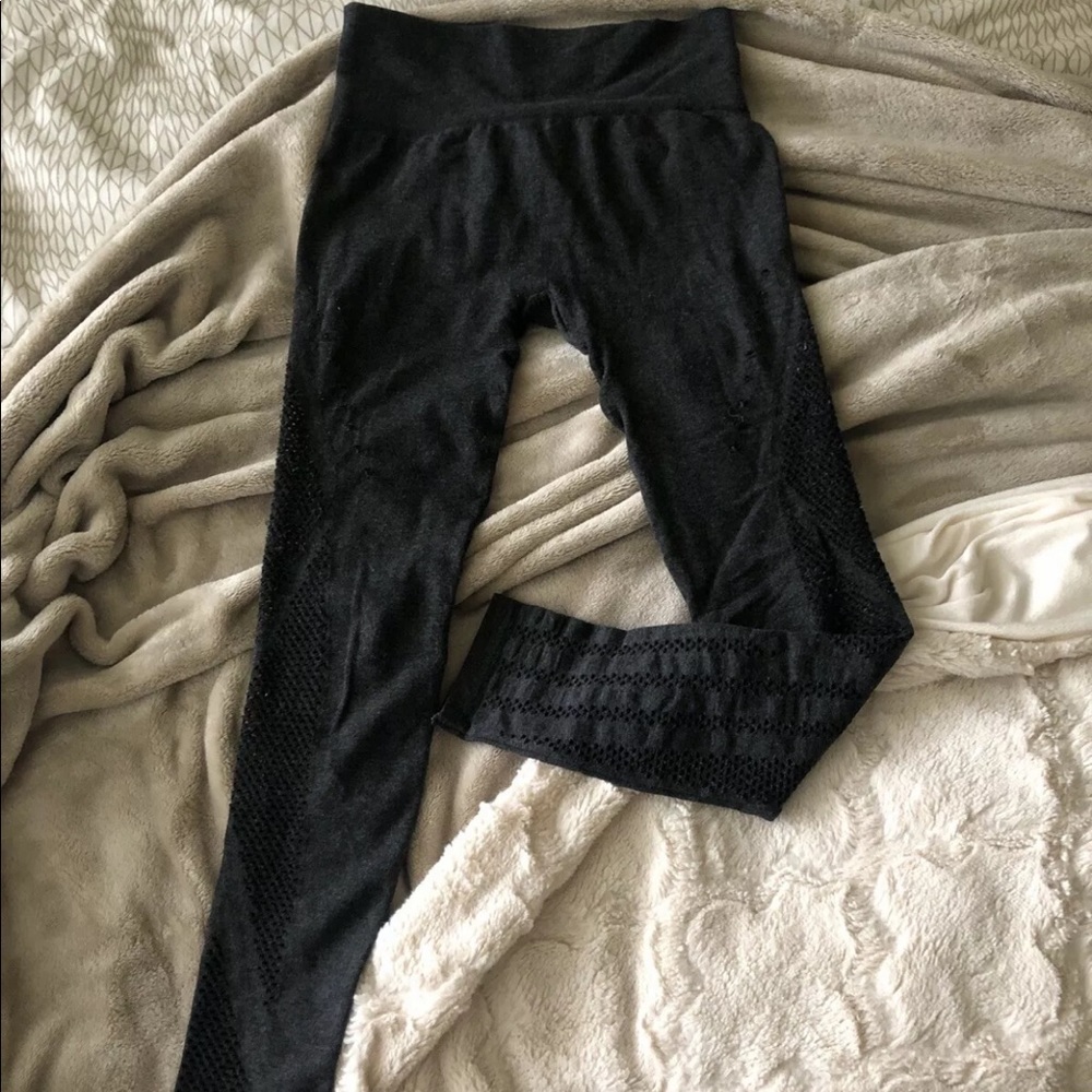 Fashion NOVA (S) Black Mesh-Detail Leggings.